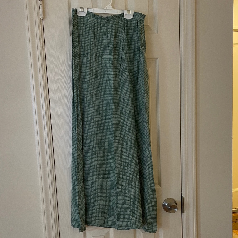 Max Studio Teal Checkered A-Line Skirt